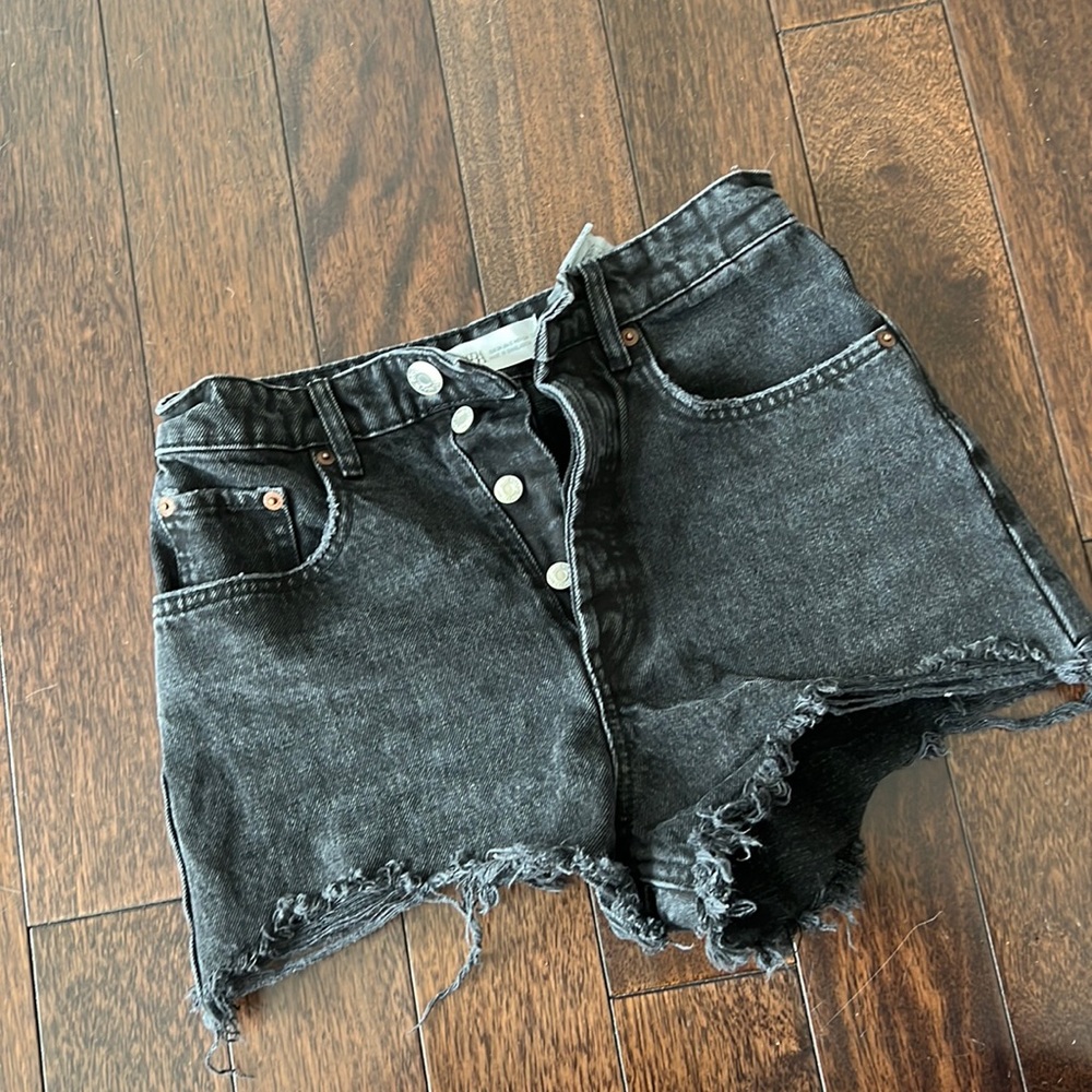 Zara black denim jean shirt with buttons